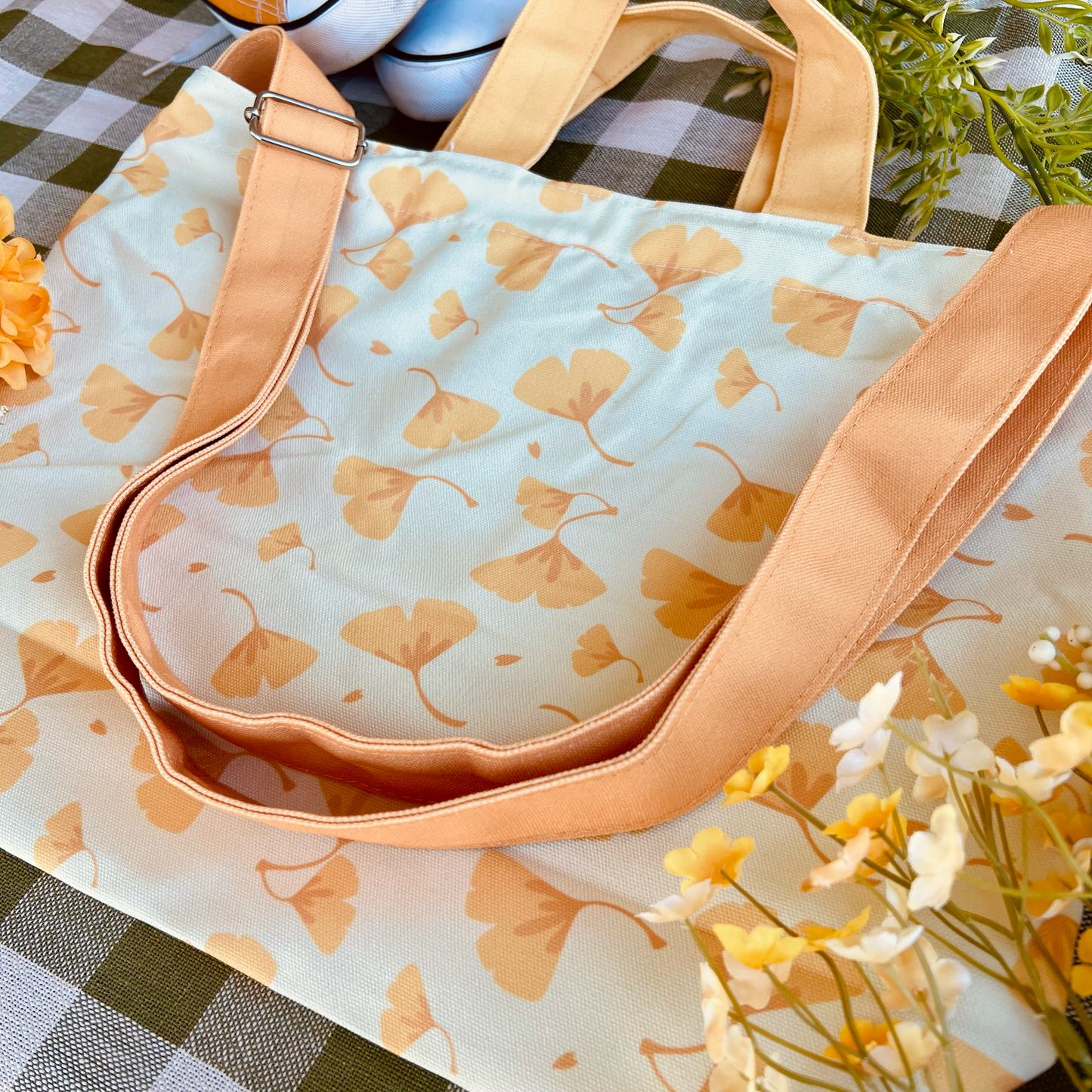 Yellow Ginko Messenger Tote