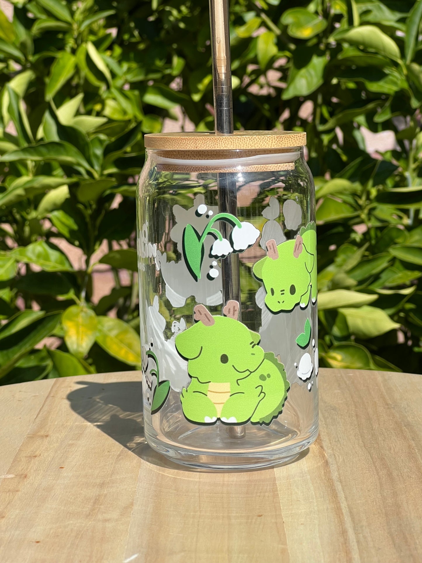 Dragon of the Valley | Glass Cup w/ Lid & Straw