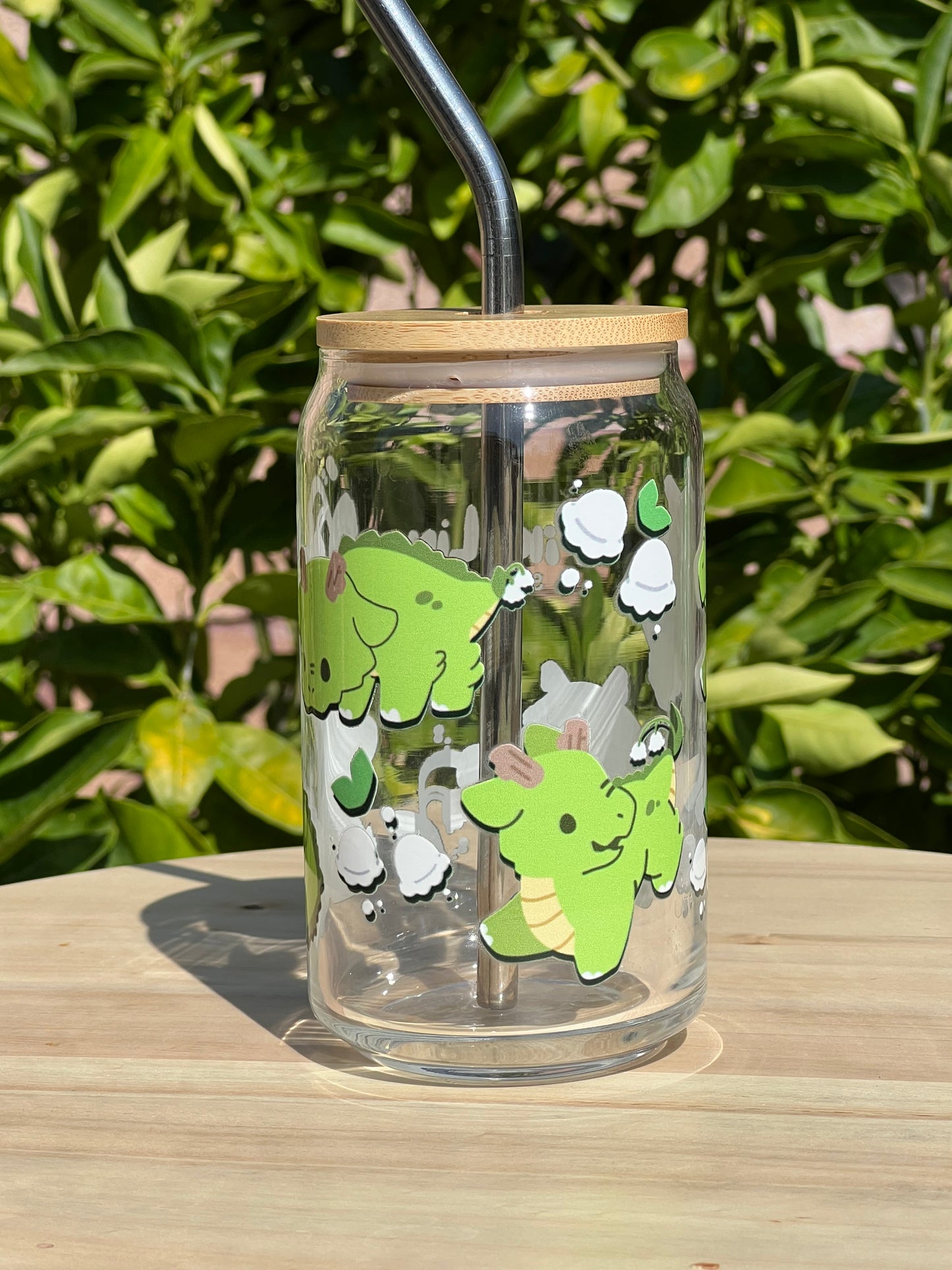 Dragon of the Valley | Glass Cup w/ Lid & Straw