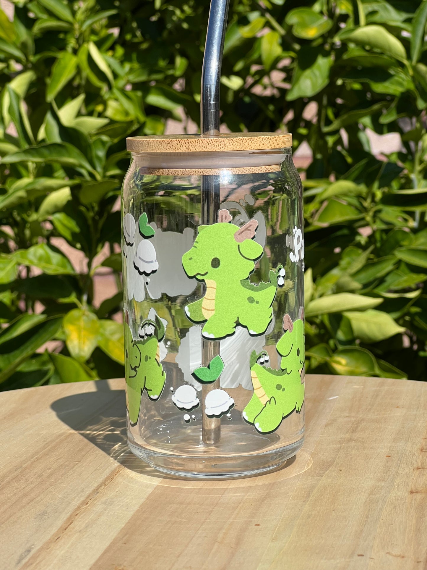 Dragon of the Valley | Glass Cup w/ Lid & Straw